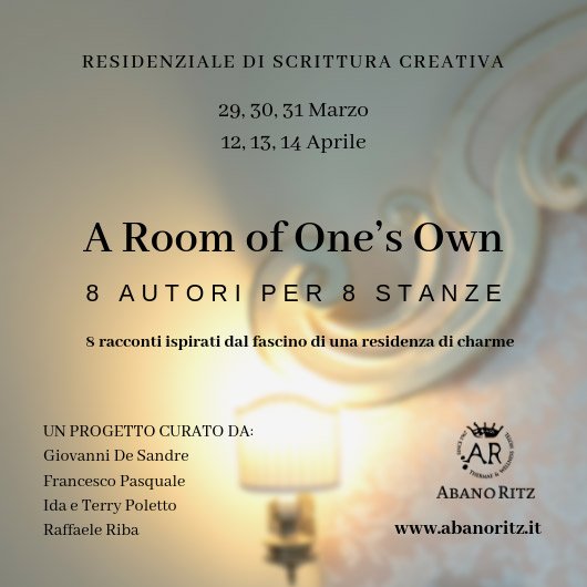 A ROOM OF ONE’S OWN - 8 AUTORI PER 8 STANZE
8 #scrittori soggiorneranno all’ <a href="/AbanoRitz/">AbanoRitz</a> nei weekend del 29 marzo e del 12 aprile per dar vita ad 8 #racconti ispirati dal fascino, dal passato e dal presente di una #residenza di charme...
👉ow.ly/RpTE50nHZCF