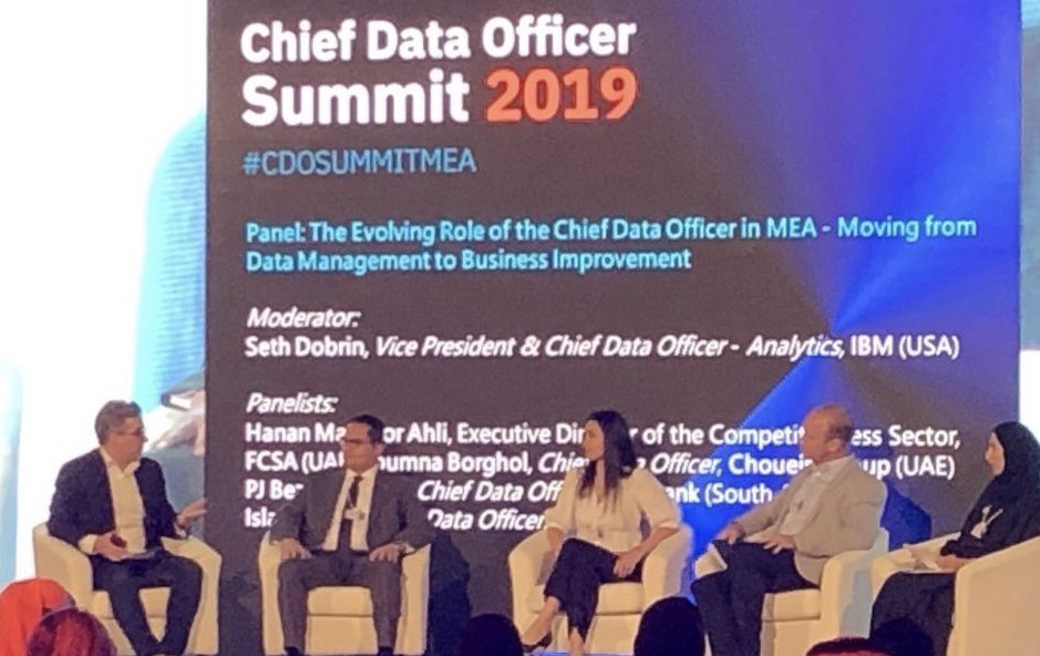 IslamZekri's tweet photo. Excellent panel discussion at the #cdosummitmea on the evolving role of the Chief Data Officer and the application and usage of data as a competitive advantage - great perspectives https://t.co/nsytLrm8CW