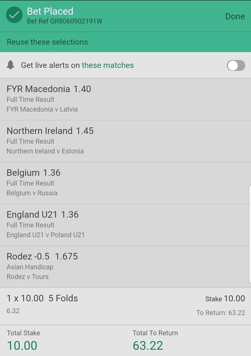 No tips today as I am extremely busy but doing a little fun giveaway for you all.

If this 5-fold lands tonight, I'll give 2 of you £25 each via paypal or bank transfer

To enter, just do the usual:

1.Retweet this tweet
2. Like this tweet
3. Make sure you are following me

GL 👊