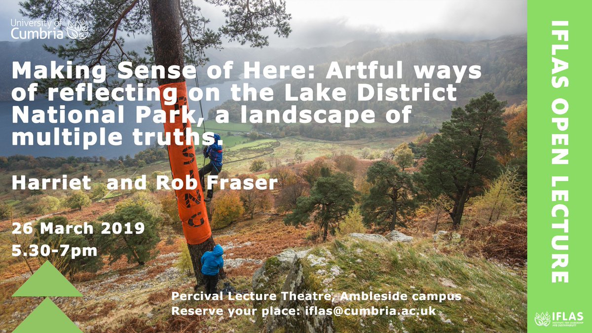 There's still time to register your place for our first free Open Lecture of 2019 - Harriet and Rob Fraser from <a href="/butnorain/">somewhere-nowhere</a> will be here <a href="/CumbriaUni/">University of Cumbria</a> Ambleside next tuesday evening. Hurry - places going fast!