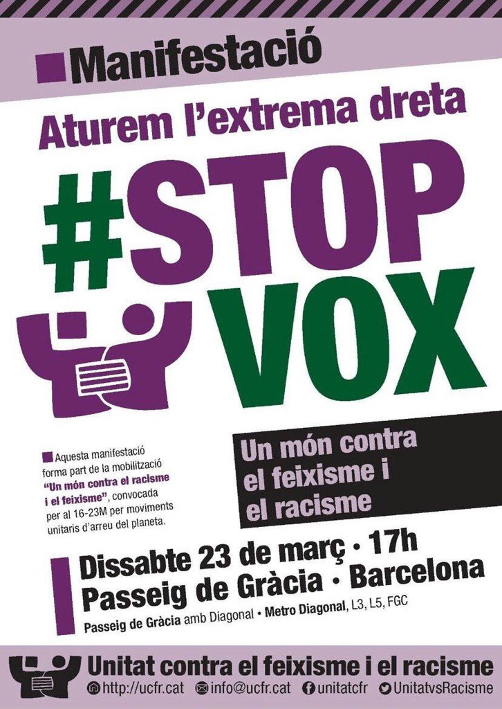 SEPC_nacional's tweet photo. #23MStopVox | 🔴 Les estudiants serem aquest dissabte a la manifestació per lluitar per uns Països Catalans lliures de feixisme, racisme, masclisme, LGBTIfòbia i tot el que VOX i l'ultradreta espanyolol representa❗️

📆23 de març
📍Passeig de Gràcia
🕠 17 h

#StopVox  👊🏿 https://t.co/6rib8bVNJB