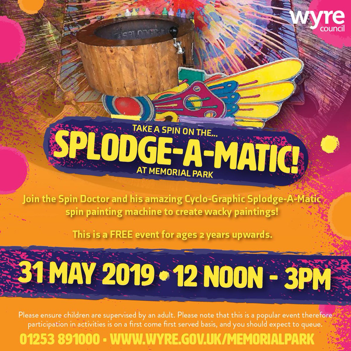 wyrecouncil's tweet photo. 🎨 | Create some wacky paintings on the Cyclo-Graphic Splodge-A-Matic at this free event on 31 May 2019! https://t.co/usAyaGyz2i