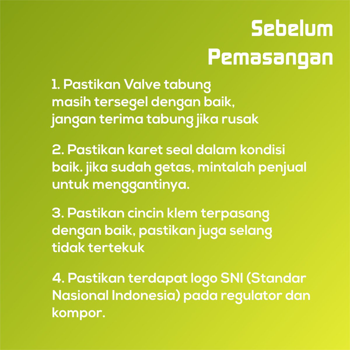 4_BSejati's tweet photo. Holla sobat, simak yuk informasi sebelum dan sesudah pemasangan tabung Elpiji, Agar kamu tetap aman dalam memasak.

#4bsgroup #brightgas #jadilebihaman #pertamina #elpiji #mor3lyfe #jakarta #jktinfo https://t.co/KfGFIHWcbz