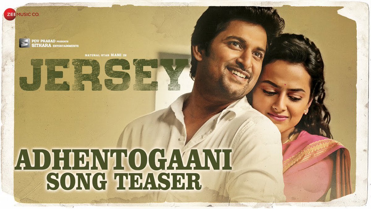 Here's the 
#AdhentoGaaniVunnaPaatuga Song Teaser From #Jersey 

➡️youtu.be/CtC_OsnYa24

#Nani #shraddhasrinath
#JERSEYonAPRIL19th
#TFITalks 

@NameisNani @ShraddhaSrinath @gowtam19 
@anirudhofficial @vamsi84