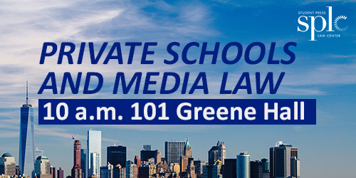 SPLC's tweet photo. Private school students and advisers face unique legal challenges. The rules on everything from censorship to accessing records are different from their public school counterparts. We'll talk it out in our next #CSPASC19 session. https://t.co/QffbAFZzja