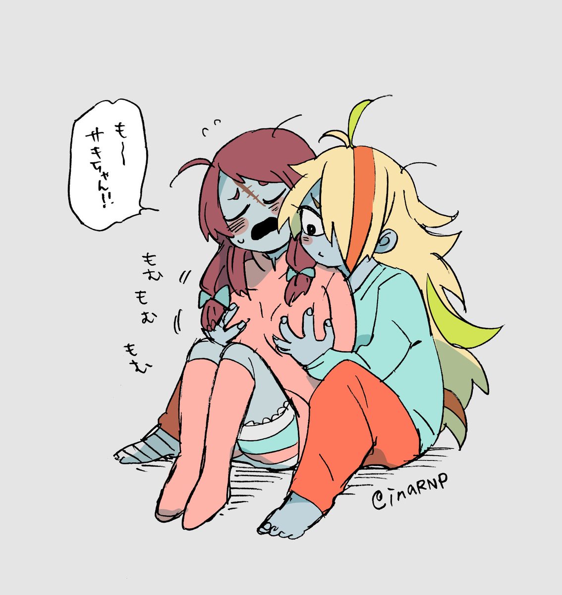 ゾンサガ百合🧟‍♀️🧟‍♀️
サキちゃんおっぱい好きそうだよね〜なサキさく 