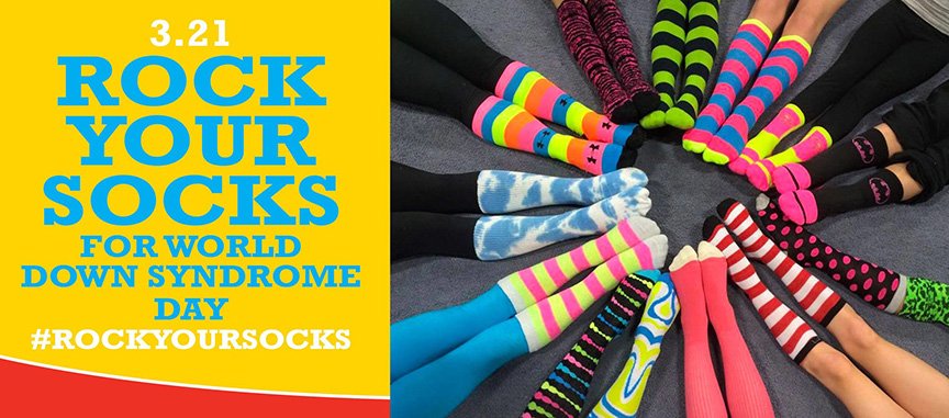 Rock Your Socks! Remember to wear your bright and colorful socks today, March 21st in support of World Down Syndrome Day!