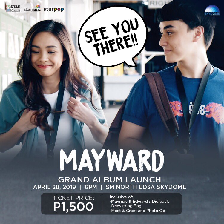 stareventsph's tweet photo. TICKETS OUT ON MARCH 31! 

UYYY See you!!! 

MAYWARD Grand Album Launch happening on April 28,2019 6PM at SM NORTH EDSA SKYDOME. ❤️#MayWard #MayWardGrandAlbumLaunch #Starpop #Starmusic #Maymay #Edward #MayMayKakayaninKaya #EdwardNoOneElse https://t.co/1to9AwRehf