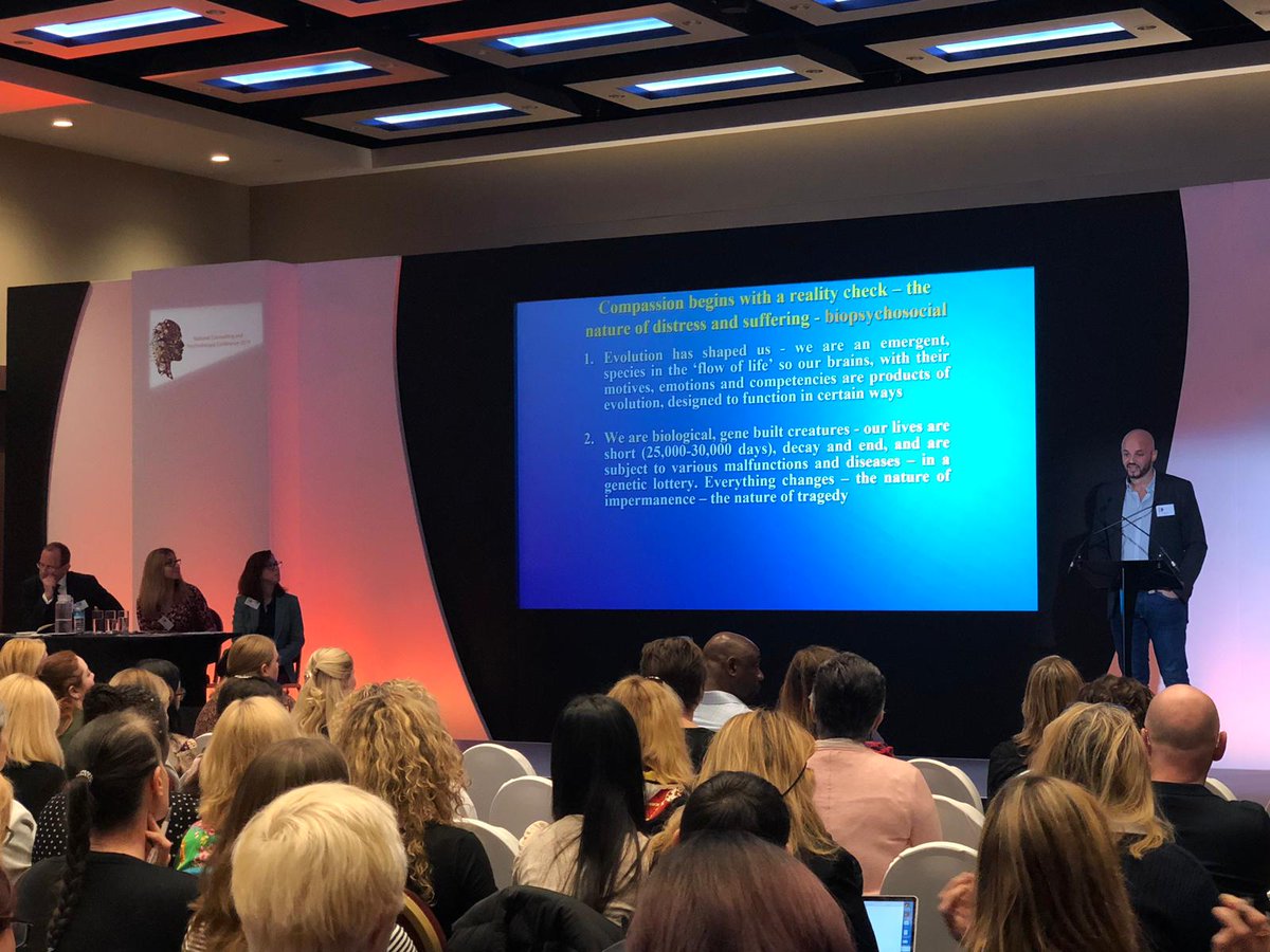 NationalCounse3's tweet photo. "Compassion begins with a reality check - the nature of distress and suffering" - biopsychosocial #NCPC2019 https://t.co/Ghr63d2iUI