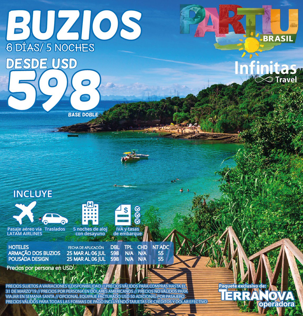 terranovapy's tweet photo. PARTIU BRASIL 2019 - Destinos: Rio de Janeiro, Buzios, Porto de Galinhas, Costa do Sauipe. Compras hasta el 31 de Marzo 2019! Consulte con su agencia de viajes favorita! https://t.co/HIHHJRcyrn