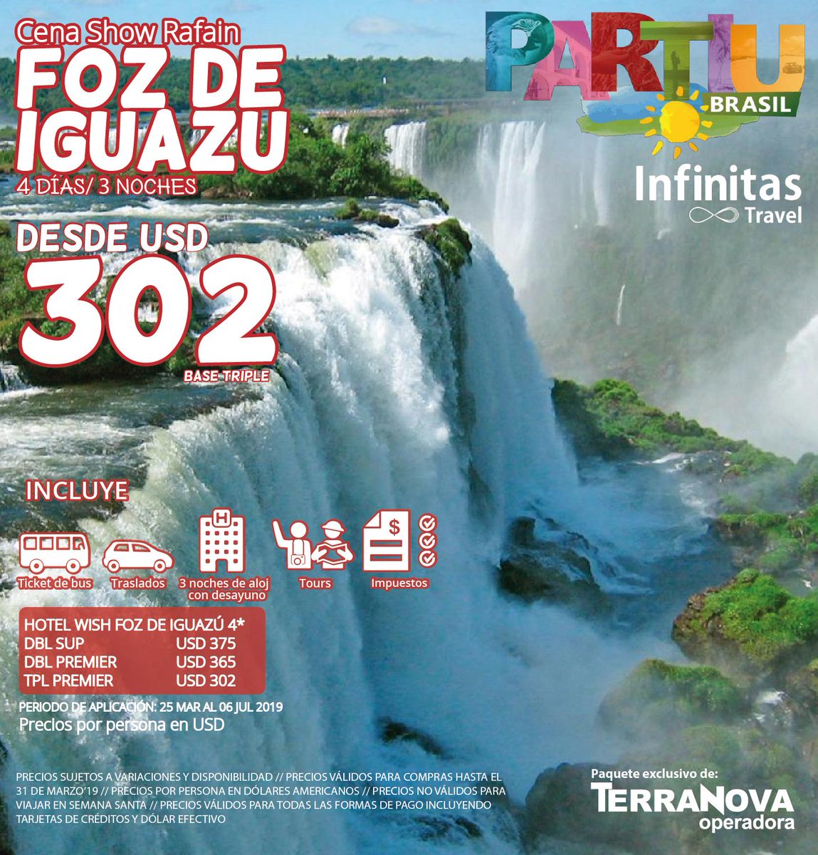 terranovapy's tweet photo. PARTIU BRASIL 2019 - Destinos: Salvador Bahía, Natal y Foz de Iguazú. Compras hasta el 31 de Marzo 2019! Consulte con su agencia de viajes favorita! https://t.co/kz1Jy8esYf