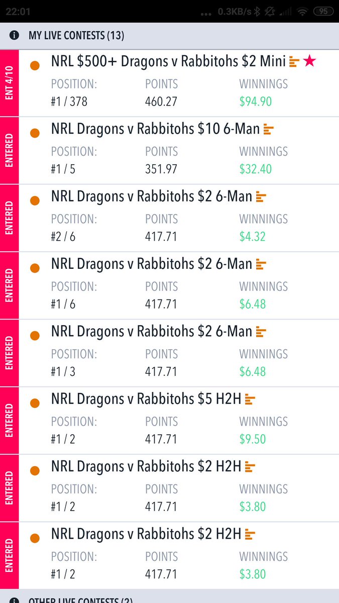 smatho10's tweet photo. This little battler taking it up with the big boys.. @RankingsDFS @Cfrance1990 @DfsKnova #nrldfs https://t.co/BC0Jb3TEof