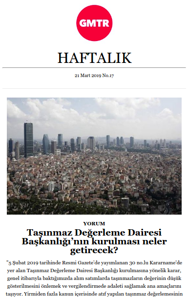 GMTRweb's tweet photo. GMTR Haftalık'ın 17. sayısı, "Taşınmaz Değerleme Daire Başkanlığı'nın kurulması neler getirecek?" başlığıyla çıktı. Okumak için tıklayın: https://t.co/42TOiJfPr0 https://t.co/mLwBOSe1RW