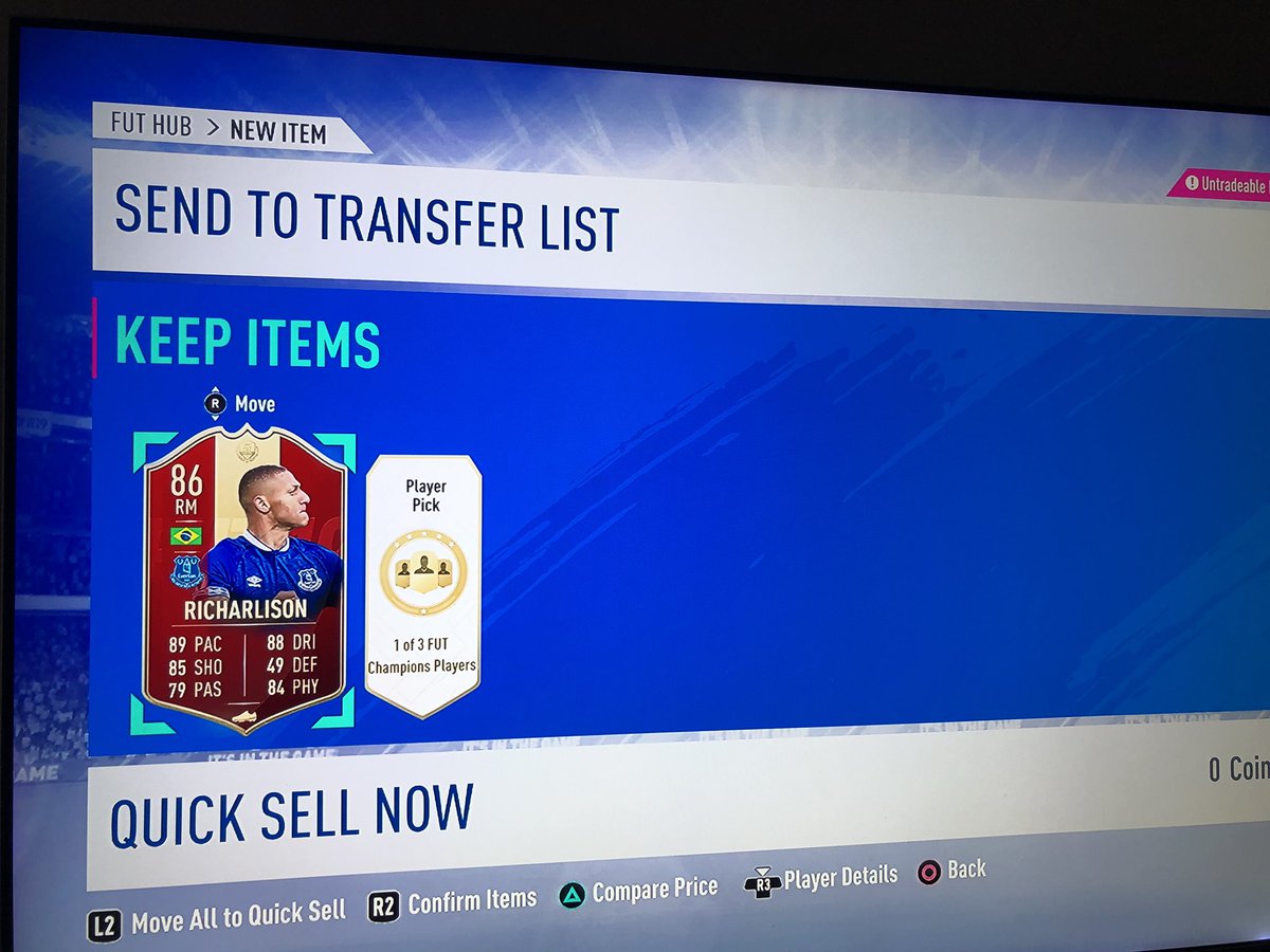 fifasavedmylife's tweet image. First pack I get the card I want !!! Brazil and @Everton forward Richarlison! Get in! Now for the next one! #fifa19 #weekendrewards