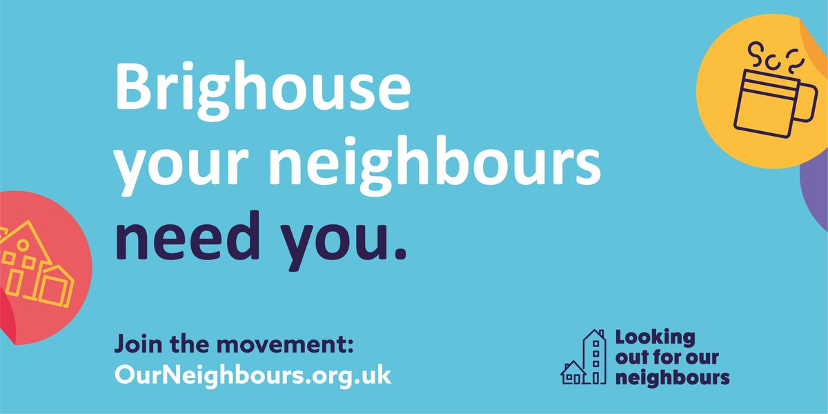 People of Brighouse, there are lonely &amp; Socially isolated people living in your area. Help them by getting involved with the #ourneighbours campaign ourneighbours.org.uk. If you feel alone, our Staying Well team can help you. Call them: 01422 392767 #Kindness #VisionCdale2024