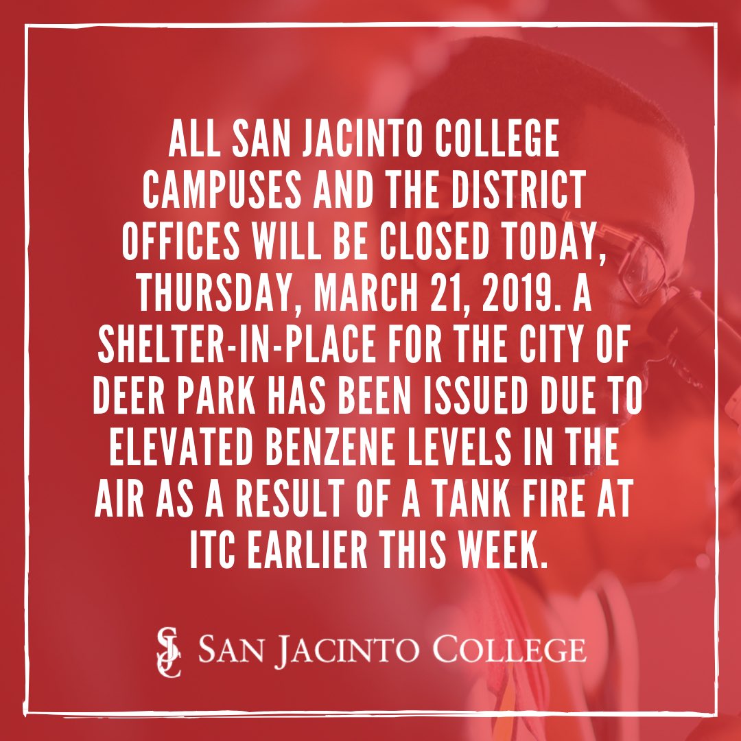 SanJacCollege's tweet photo. You should listen to local officials for updates on the situation and for any actions you need to take specific to where you live. #sjcspring19 https://t.co/De0eLrOiq7