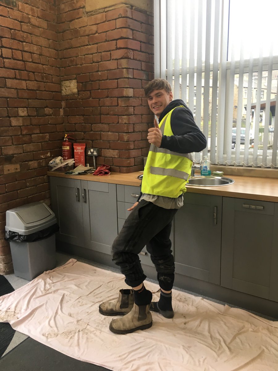 Colnevalleystor's tweet photo. We are all wearing odd socks today, including some our builders on site.........(think they wear odd socks everyday) . Supporting #worlddownsyndromeday. show that one different chromosome doesn't make a difference. #rockyoursocks https://t.co/pDUn6FIQY2