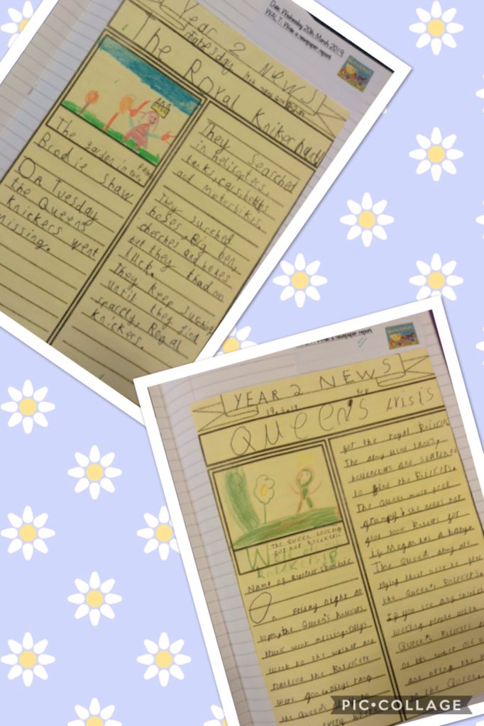 HuptonMiss's tweet photo. Did you know the Queen has lost her knickers?! Year 2 have written some fabulous newspaper reports all about the disaster!! https://t.co/dg3MNgN0h7
