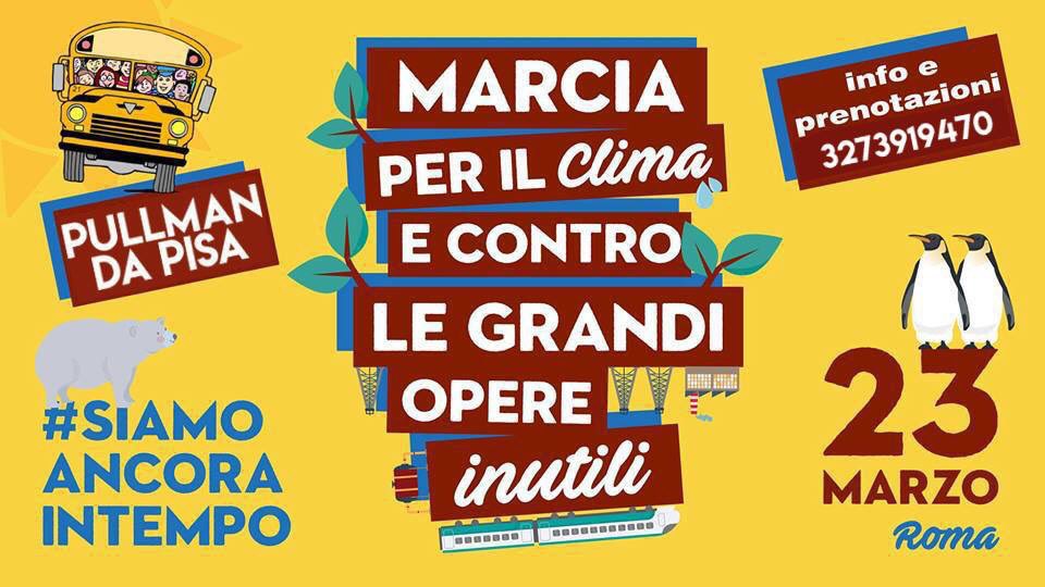 eigenLab_Pisa's tweet image. PULLMAN DA PISA PER ROMA 23 MARZO: MARCIA PER IL CLIMA

Ci sono posti per il pullman che partirà da Pisa per Roma, per participare ad una grande giornata di manifestazione per il clima e contro le grandi opere. 

Per maggiori dettagli sul viaggio scrivete ad info@eigenlab.org