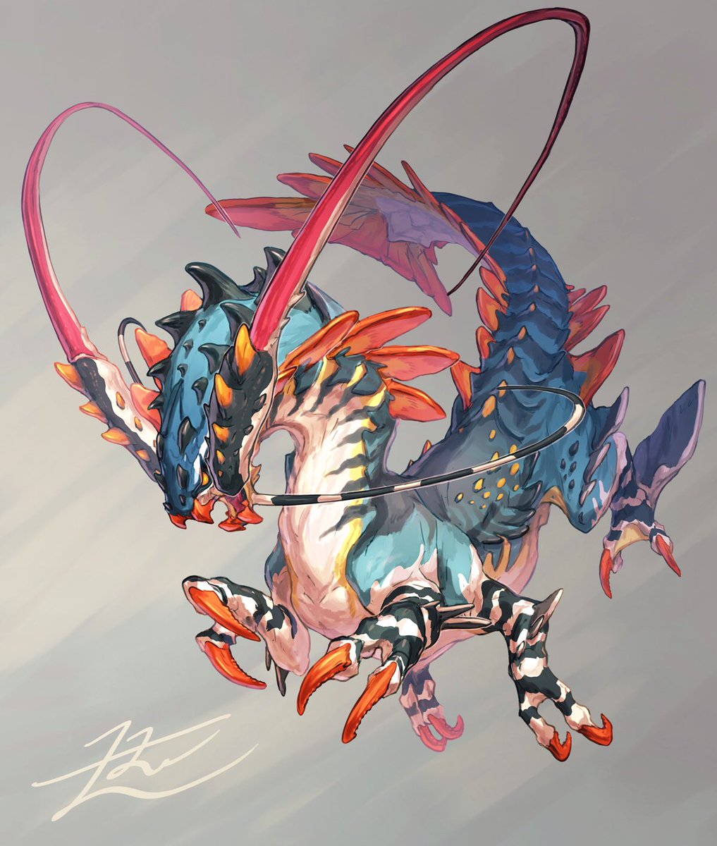 「Spiny Lobster Dragon ? 
#竜とけもの図鑑 」|山村れぇ/Lē Yamamuraのイラスト
