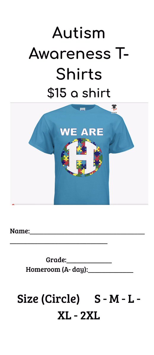 HowellRebellion's tweet photo. During lunch 3/21-3/29, the peer leaders will be selling Autism Awareness T-shirts in support of Rebelympics. order your shirt TODAY!!! https://t.co/6ghpRVNy76