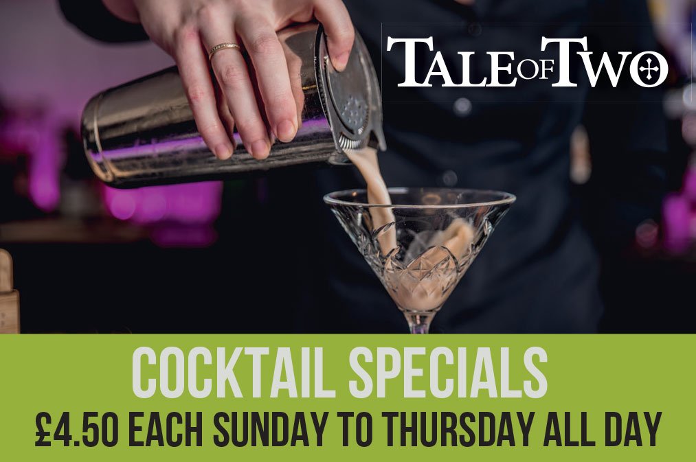TaleOfTwoBar's tweet image. It's Thursday - the last day of the week to make the most of our cocktail offer! Selected cocktails £4.50 all day. #cocktails #offer #shakennotstirred #bar #cleethorpes #cocktail #happyhour