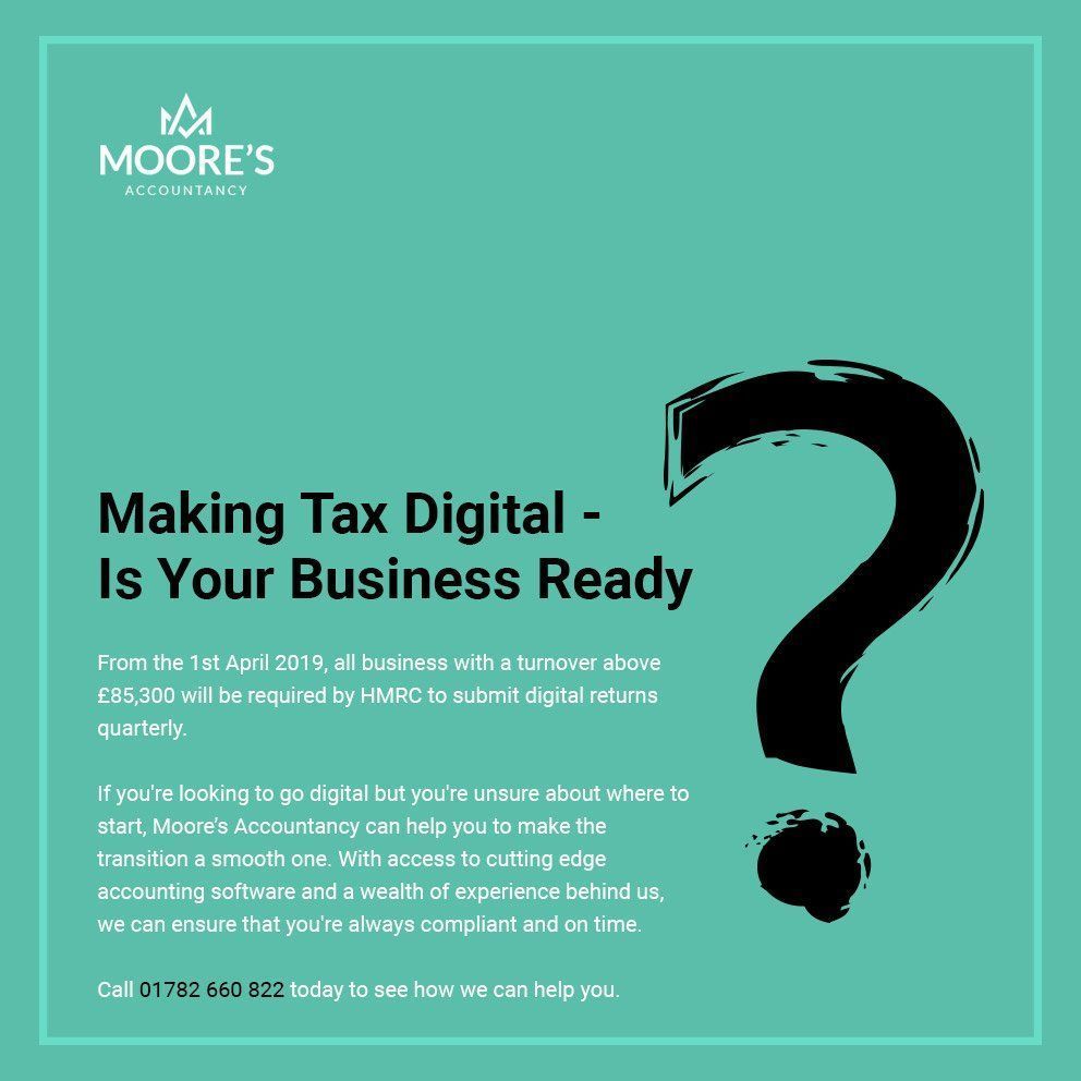 #MakingTaxDigital comes into effect in less than 2 weeks. Are you affected? Are you ready? If you want answers to these questions or just to be sure, call 07864 836 487 buff.ly/2VzNk4P #accountants#StokeOnTrent