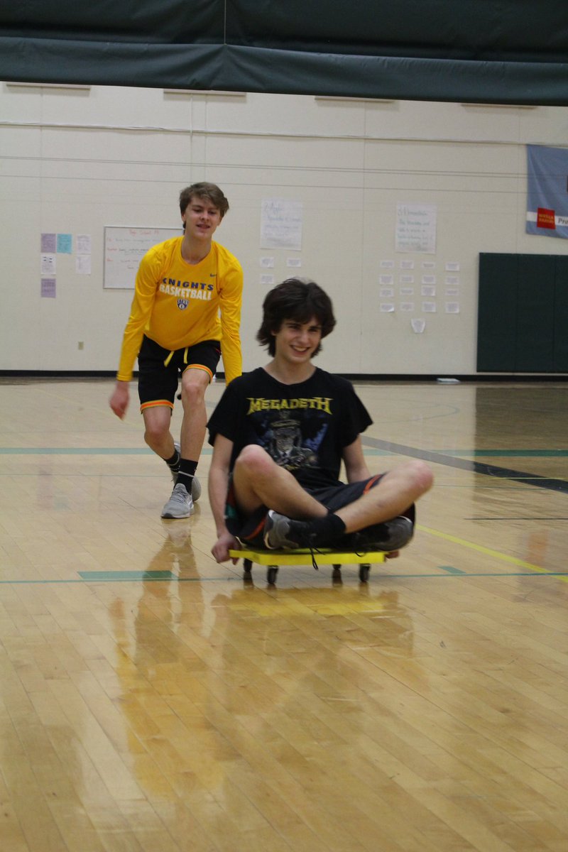 FoskettPE's tweet photo. Just a little human scooter bowling... who says HS PE has to be boring https://t.co/j8gT2BbZUF