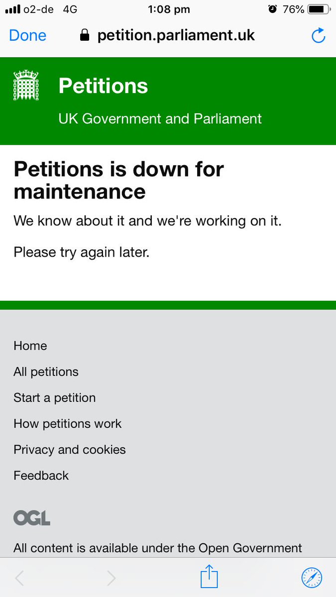 Hayley_LDN's tweet image. Not even their bloody website works now. I shall keep trying ✊ #stopbrexit #toriesout #RemainInTheEU petition.parliament.uk/petitions/2415…