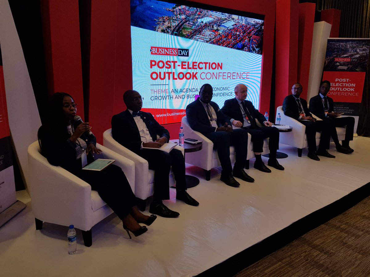 PwC_Nigeria's tweet photo. The second panel discussion at the @businessdayng #PostElectionOutlook conference is moderated by PwC's @ayolande and is focused on "Companies & Markets Outlook https://t.co/HO1qAQIZmA