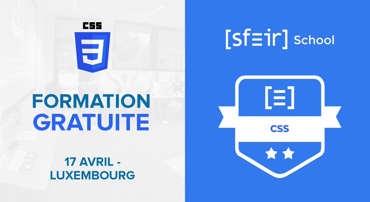 SFEIRLux's tweet photo. 🎓 @yodi_n &amp; @Lionhearts77_ te donnent l'opportunité de te perfectionner sur #CSS avec une #SFEIRSchool le 17 avril prochain. Cette formation gratuite t'intéresse ? Inscris-toi ! Il reste encore des places : https://t.co/PnrTQ3FNGL https://t.co/3CItHx2Osf