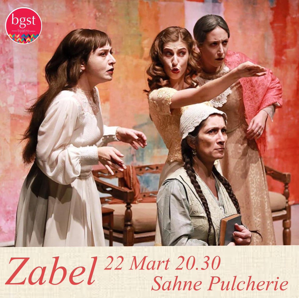 BgstTiyatro's tweet photo. "Zabel" 22 Mart Cuma 20:30'da @SahnePulcherie de!
🎟https://t.co/o0PIXoJtlD #zabel #tiyatro #theatre #etkinlik #sahneprogramlari #sahnepulcherie #sahnesanatları https://t.co/cZicuZXca5