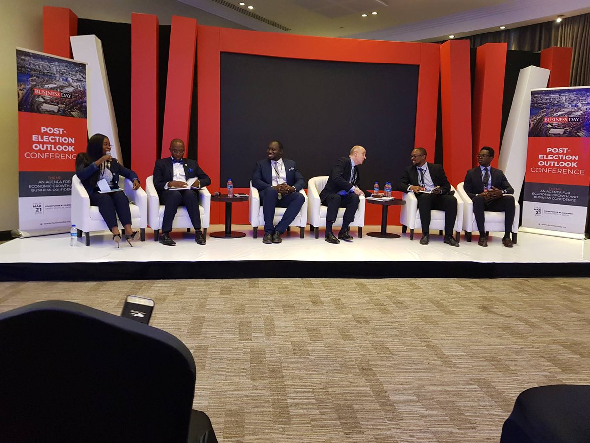 PwC_Nigeria's tweet photo. On the panel with @ayolande are Ayodeji Balogun of #AFEXCommodities, Dr Franklin Ngwu of #LBS, Mr. Guy Czartoryski of #CoronationMB, Dr Nonso Obikili Economist at #Bizday and Sa'eed Husaini of #ControlRisks #PostElectionOutlook Conference. https://t.co/pJcwzkMw40