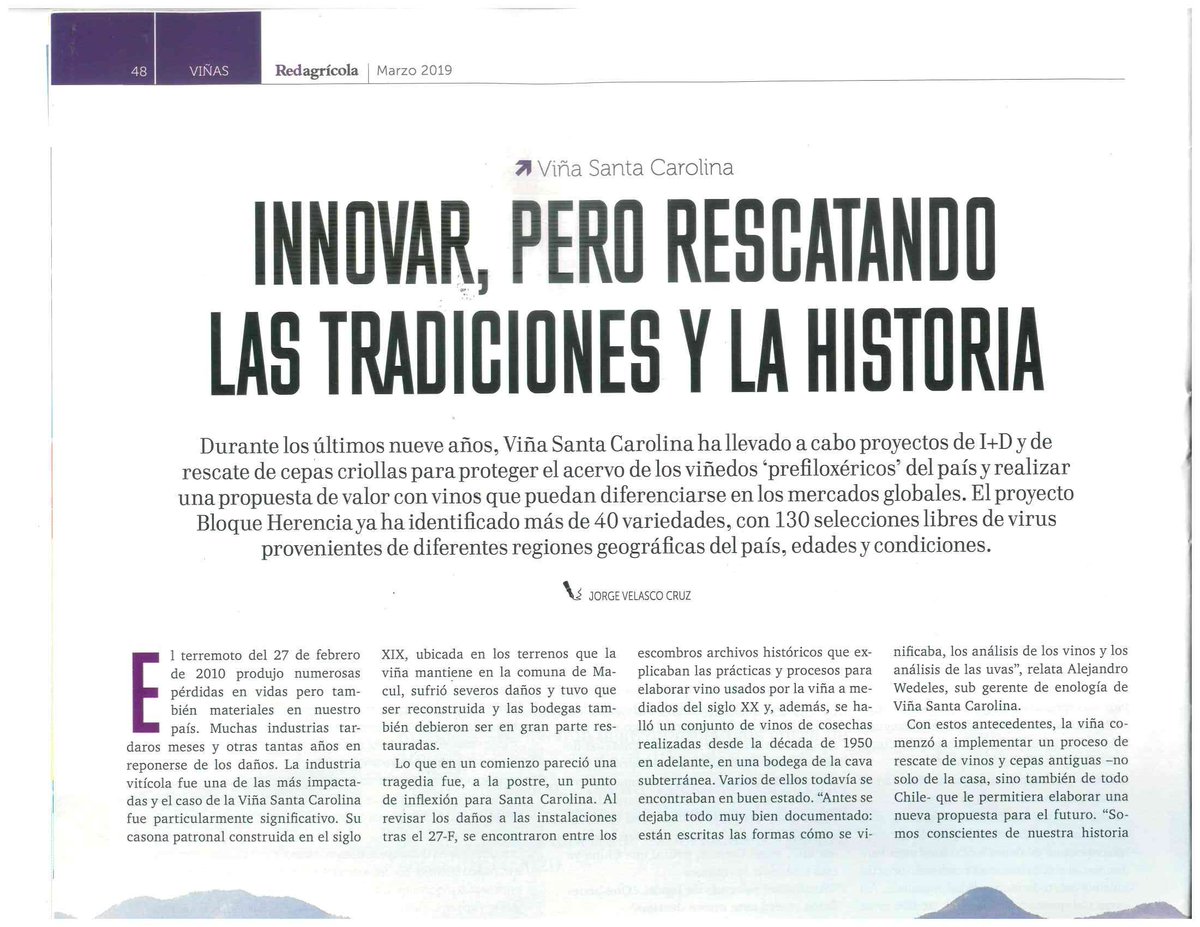 sbarros_'s tweet photo. Muy buen trabajo de Viña Santa Carolina, Jimena, Andrés, Rosario et al. ¡Felicitaciones! #BloqueHerencia https://t.co/YkLxyB7ucZ