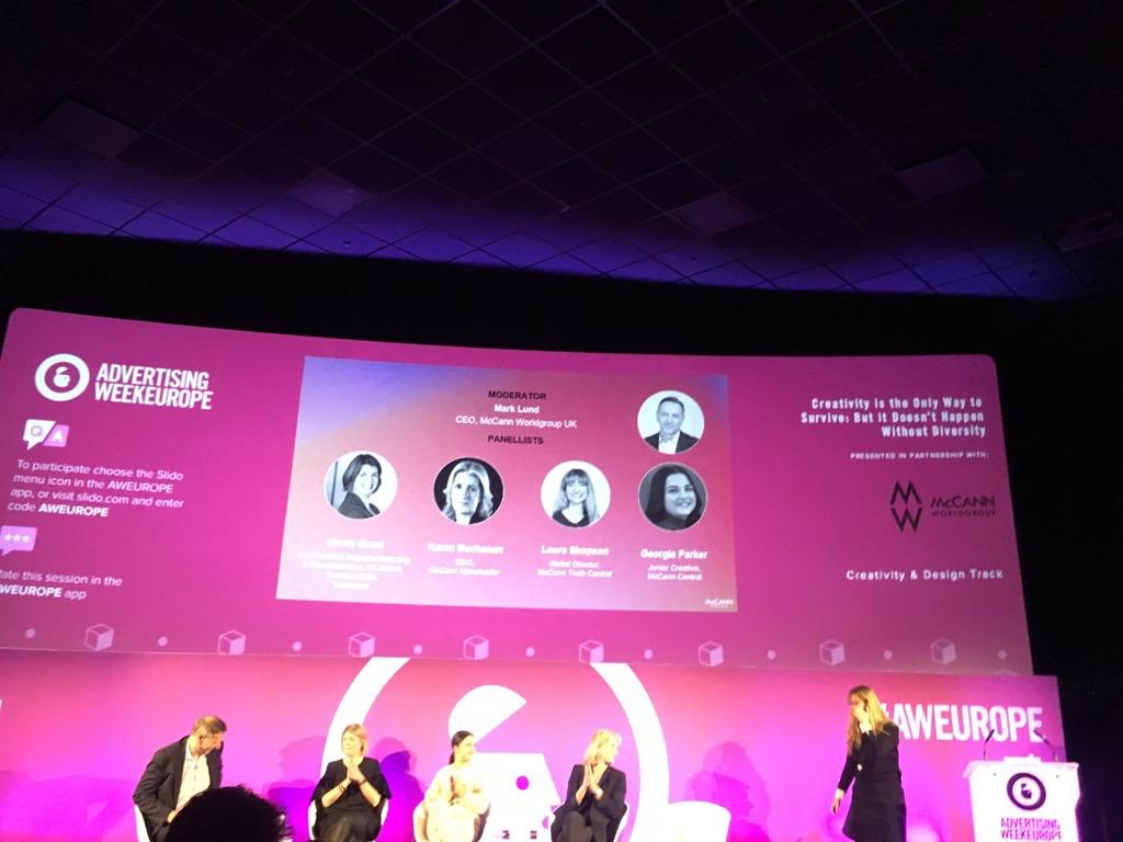 GeometryUK's tweet photo. Today’s panel at the AdShapers stage talking about why it is essential to have diversity with creativity, and our agency structures #AdShapers #AdWeekEurope #diversity @AWEurope_ https://t.co/eeUJ4RICcP