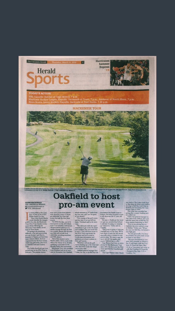Hot off the press! HFX Pro-Am coming to Oakfield Golf &amp; Country Club this summer ⛳️☀️  <a href="/PGATOURCanada/">PGA TOUR Americas</a> <a href="/chronicleherald/">The Chronicle Herald</a> #SeaTheAction #HFXProAm