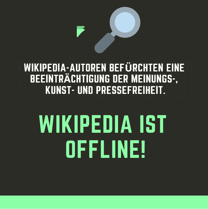 Die deutschsprachige #Wikipedia Website ist offline. Aus Protest gegen den Artikel 13&amp;11 der #EU-#Urheberrechtsreform. Der Grund, Experten befürchten, dass durch die damit verbundenen #Uploadfilter zu viele Dateien grundlos gesperrt werden könnten. infranken.de/regional/techn…