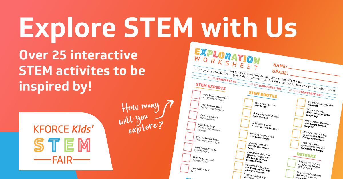 LaurenNKowal's tweet photo. YOU’RE INVITED to Kforce’s first ever FREE #KforceSTEM Fair for grades K-8 on Saturday, 3/30 at our Tampa HQ! For more information and to register, click here and use the password CelebrateSTEM: https://t.co/rtwKXhWYS5 #Tampa #STEM https://t.co/NfZ862RdnA