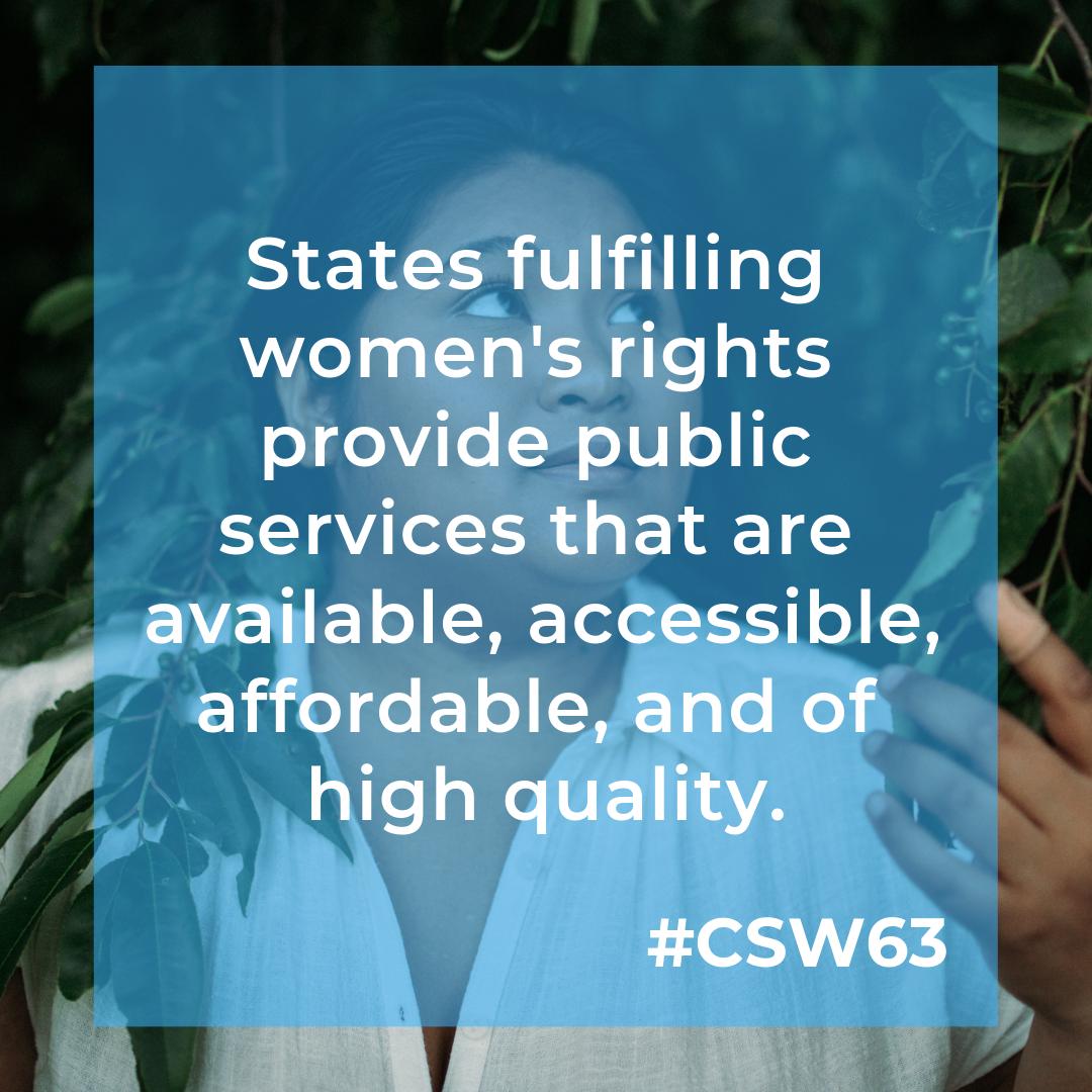 UnionCSW's tweet photo. States must take responsibility to fund robust social protection systems &amp; inclusive, accessible, affordable public services &amp; infrastructure. #FeministVision #CSW63 https://t.co/ReF853hTrg