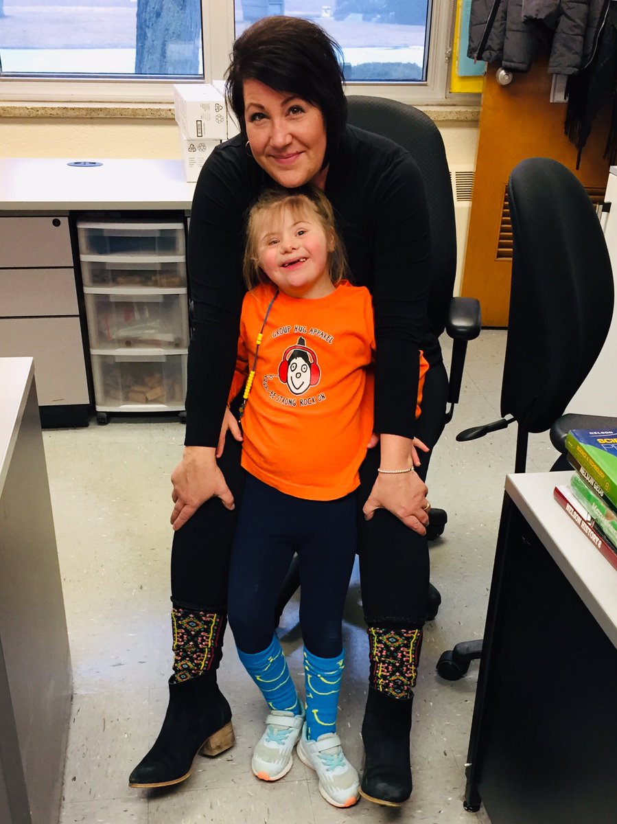 katekav2's tweet photo. My sunshine Brooke and I are Rockin’ our Socks today @GNPS for World Down Syndrome Day!!  Get your crazy socks on to show your support!! 🌼💫💙 @gecdsbpro @GNPSNews @gnps_cougarnews https://t.co/6BHhLnhXXe