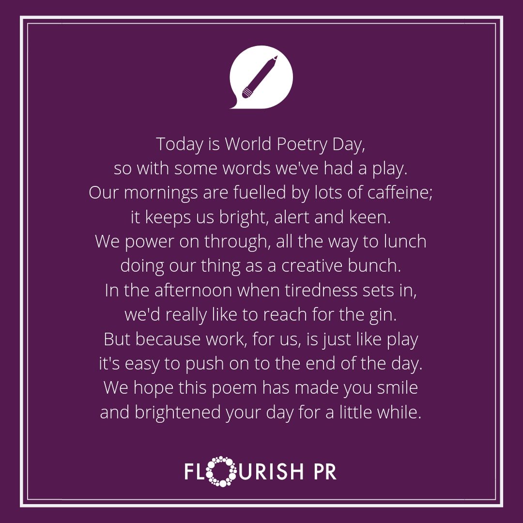 Well, what to post on World Poetry Day? Our very own attempt at a poem. #worldpoetryday #poem #getwriting #words #poetry