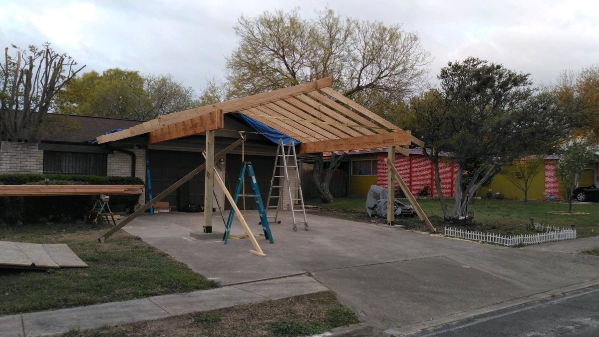 kingcontracttx's tweet image. From a clients idea, we drew up this design. Now we are building his carport. Custom fittings tied into the driveway to support the weight of a carport that attaches to the home  
Local, reliable and affordable 
830-428-4272 
kingcontractingoftexas.com