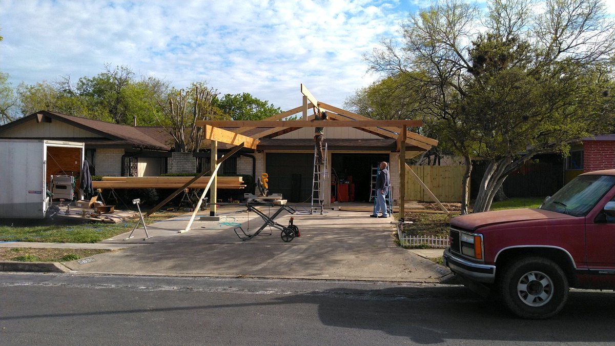 kingcontracttx's tweet image. From a clients idea, we drew up this design. Now we are building his carport. Custom fittings tied into the driveway to support the weight of a carport that attaches to the home  
Local, reliable and affordable 
830-428-4272 
kingcontractingoftexas.com