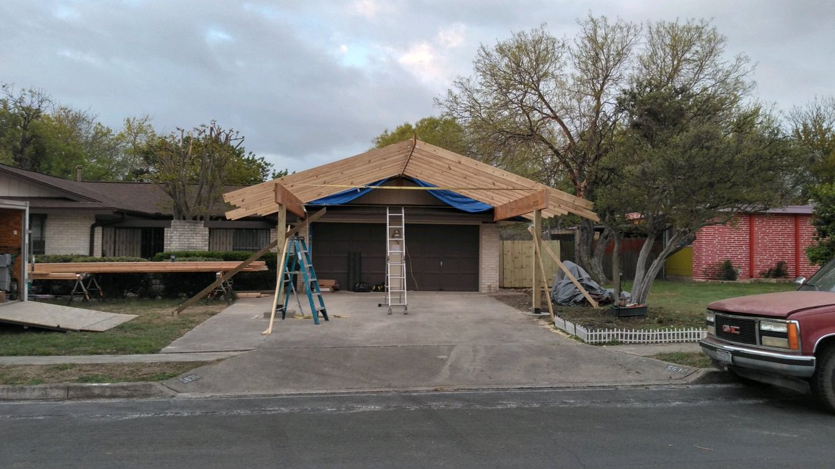 kingcontracttx's tweet image. From a clients idea, we drew up this design. Now we are building his carport. Custom fittings tied into the driveway to support the weight of a carport that attaches to the home  
Local, reliable and affordable 
830-428-4272 
kingcontractingoftexas.com