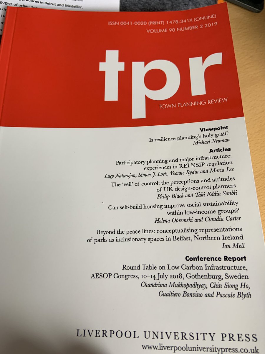 design_pb's tweet photo. Lovely to see my #designcontrol paper with Town Planning Review #TPR @LivUniPress in print today. In there with some other great articles. @PlanningUOM #design #governance #planning https://t.co/CSeYDMU1Nw