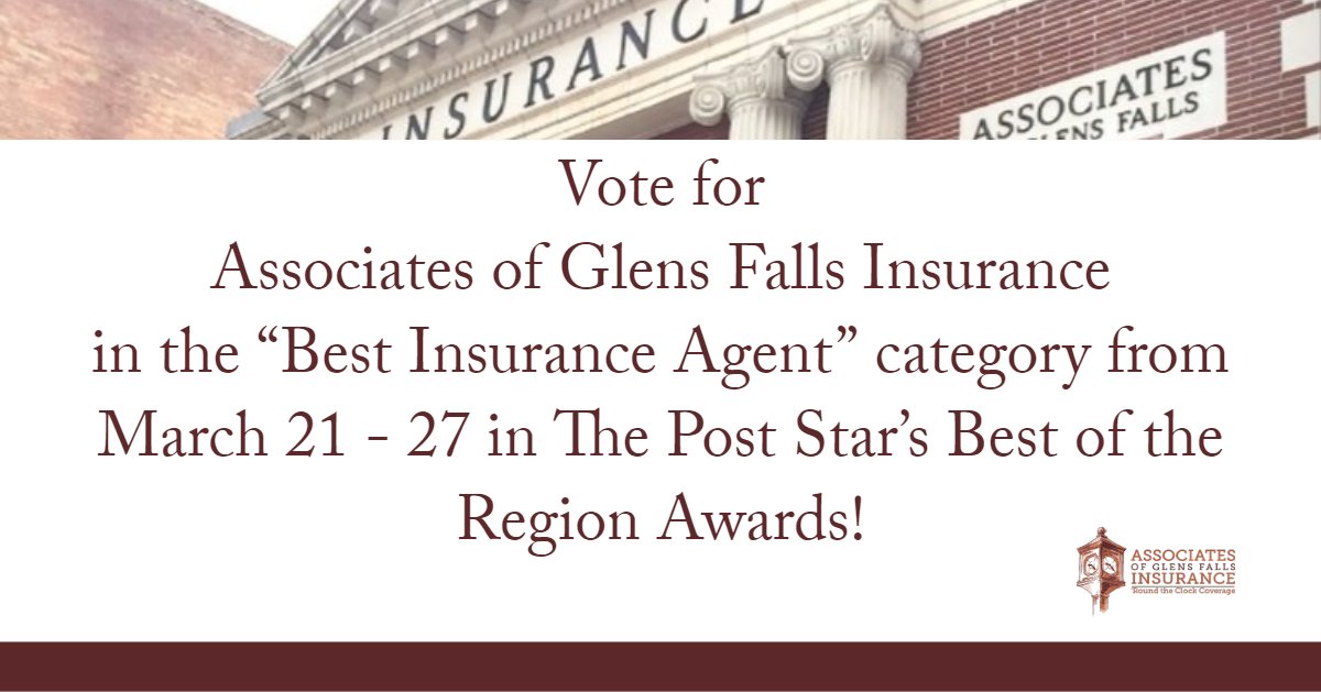 AssocGlensFalls's tweet photo. We're nominated in the Best Insurance Agent category in the 2019 Post Star's Best of the Region Awards. Please take a minute to vote for us between today and next Wednesday! Thank you! https://t.co/XDIzN6LJJ5 #aogf #insurance #glensfalls #independentagent #bestinsuranceagent https://t.co/9yaxOsANMR