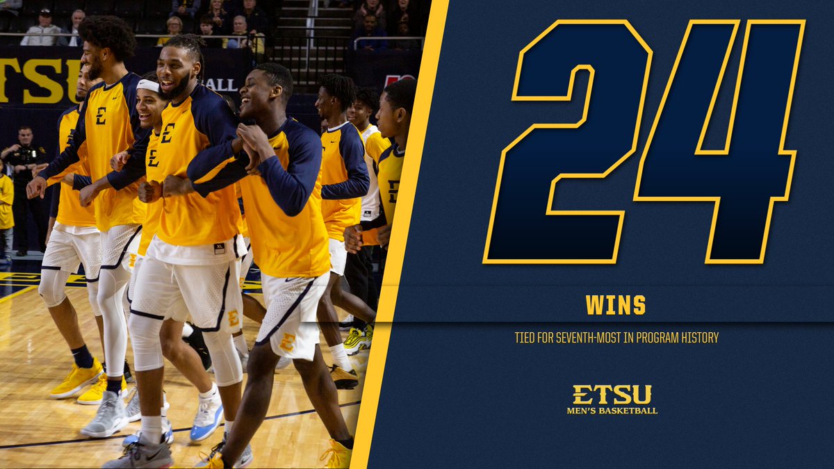 ETSU_MBB's tweet photo. Our 24 wins were tied for the seventh-most in program history, while the Blue and Gold totaled their fourth straight season of posting 20+ wins marking only the second time in school history this feat has been accomplished
#ETSUTough #BucStats https://t.co/hrw1PvP8V8