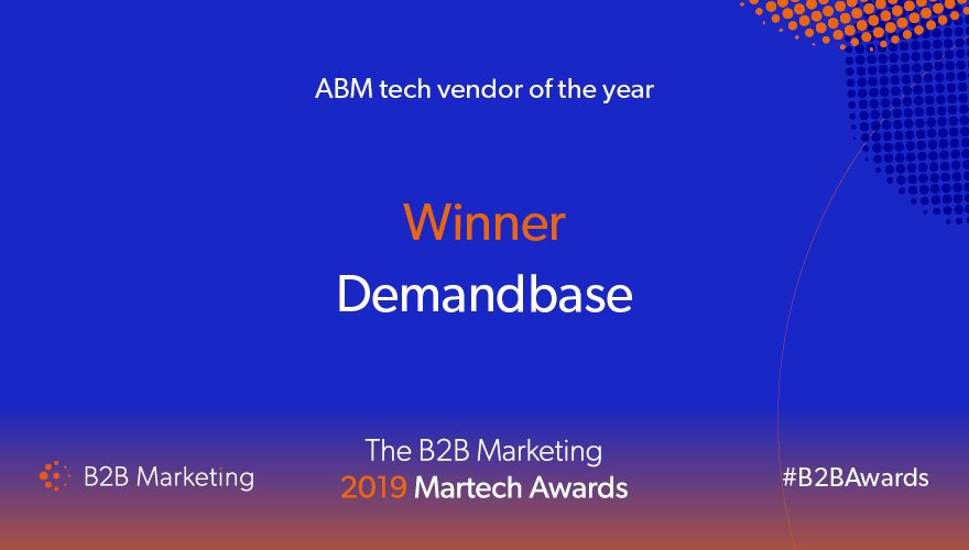 MarketingB2B's tweet photo. Our ABM Tech Vendor of the Year award goes to @Demandbase ! https://t.co/U4dMr67UV9