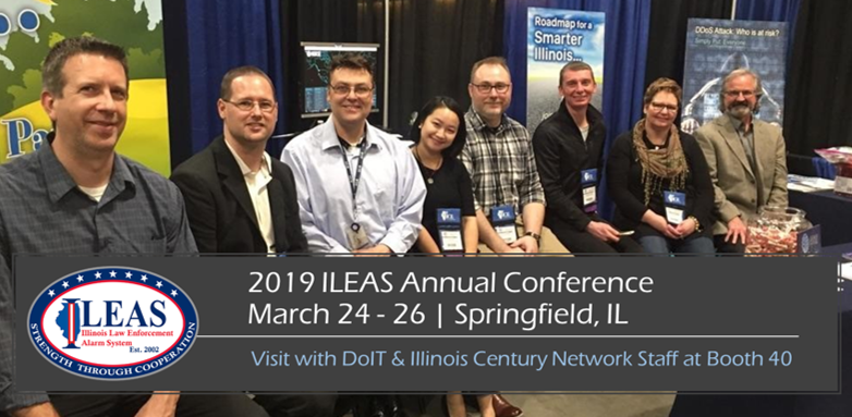 Attendees of the 2019 ILEAS Conference 3/24-3/25 will have the opportunity to visit with DoIT-ICN staff @ Booth #40. Check out our new services &amp; find the right solution for your business #cybersecurity #publicsafety <a href="/IllinoisDoIT/">DoIT</a> @loricsorenson <a href="/ICNRobin/">Robin Woodsome</a> <a href="/ronguerrier/">Ron Guerrier</a> <a href="/Frank_ICN/">Frank_ICN</a>