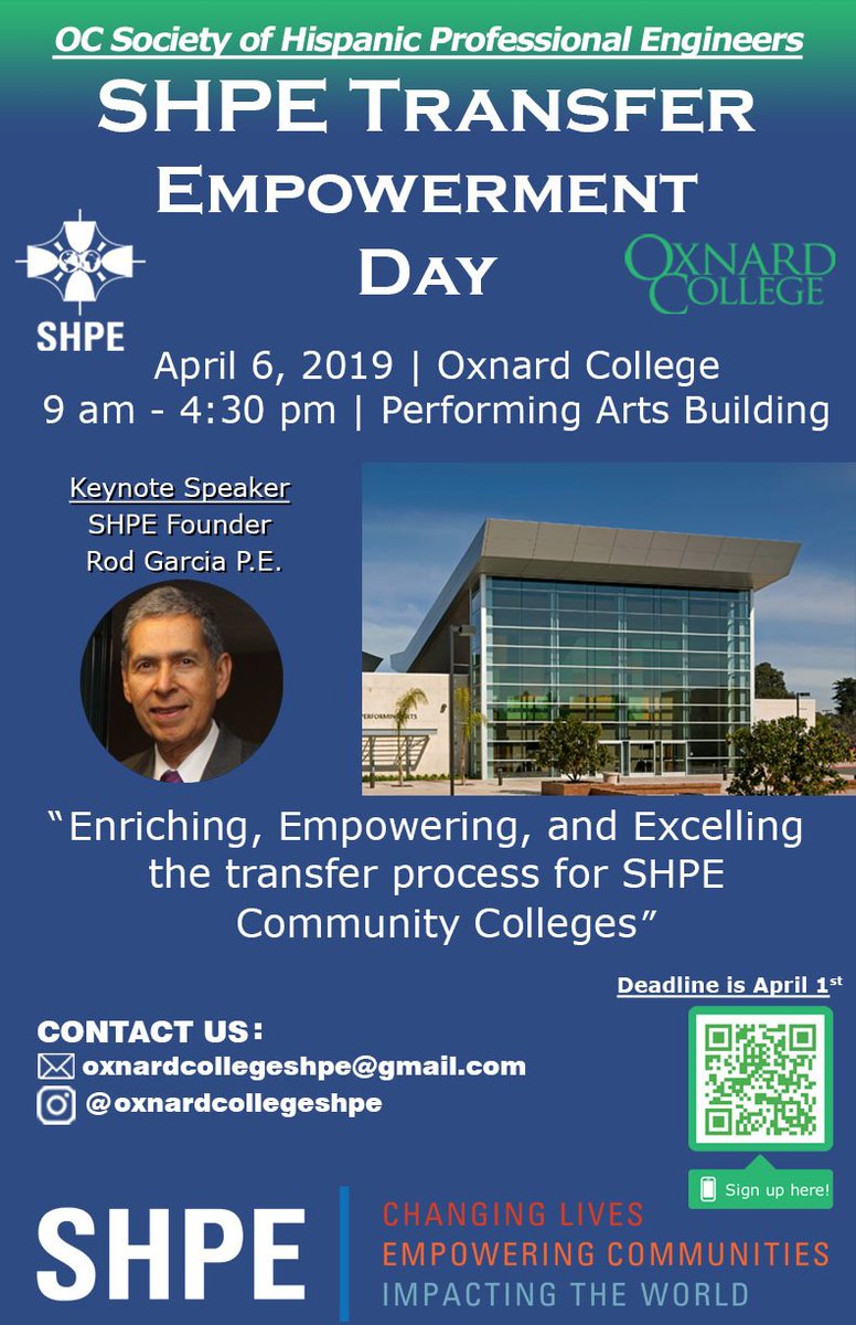 OC_SHPE's tweet photo. SHPE Transfer Empowerment Day  ​

 ​ April 6th [04/06] Saturday
 ​ 9am-4:30pm
 ​Oxnard College

#oxnardcollege https://t.co/nwjVoeo57y